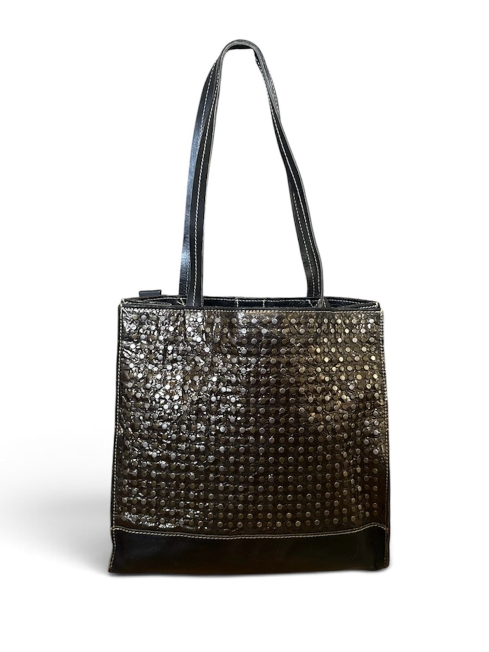 Patricia Nash Italian Leather Brown Studded Toscana Tote Bag includes dust bag